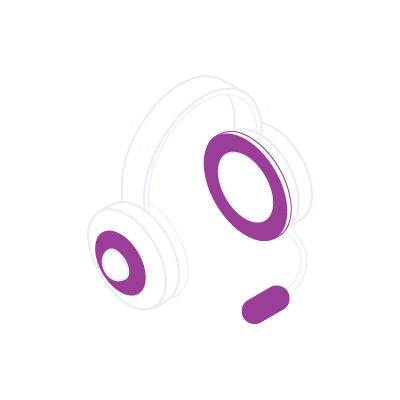 Stylized illustration headphones with a microphone on a dark background. Minimalist and modern design, symbolizing communication.